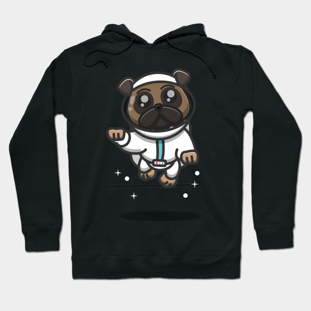 astronot pug dog in action Hoodie by fflat hds